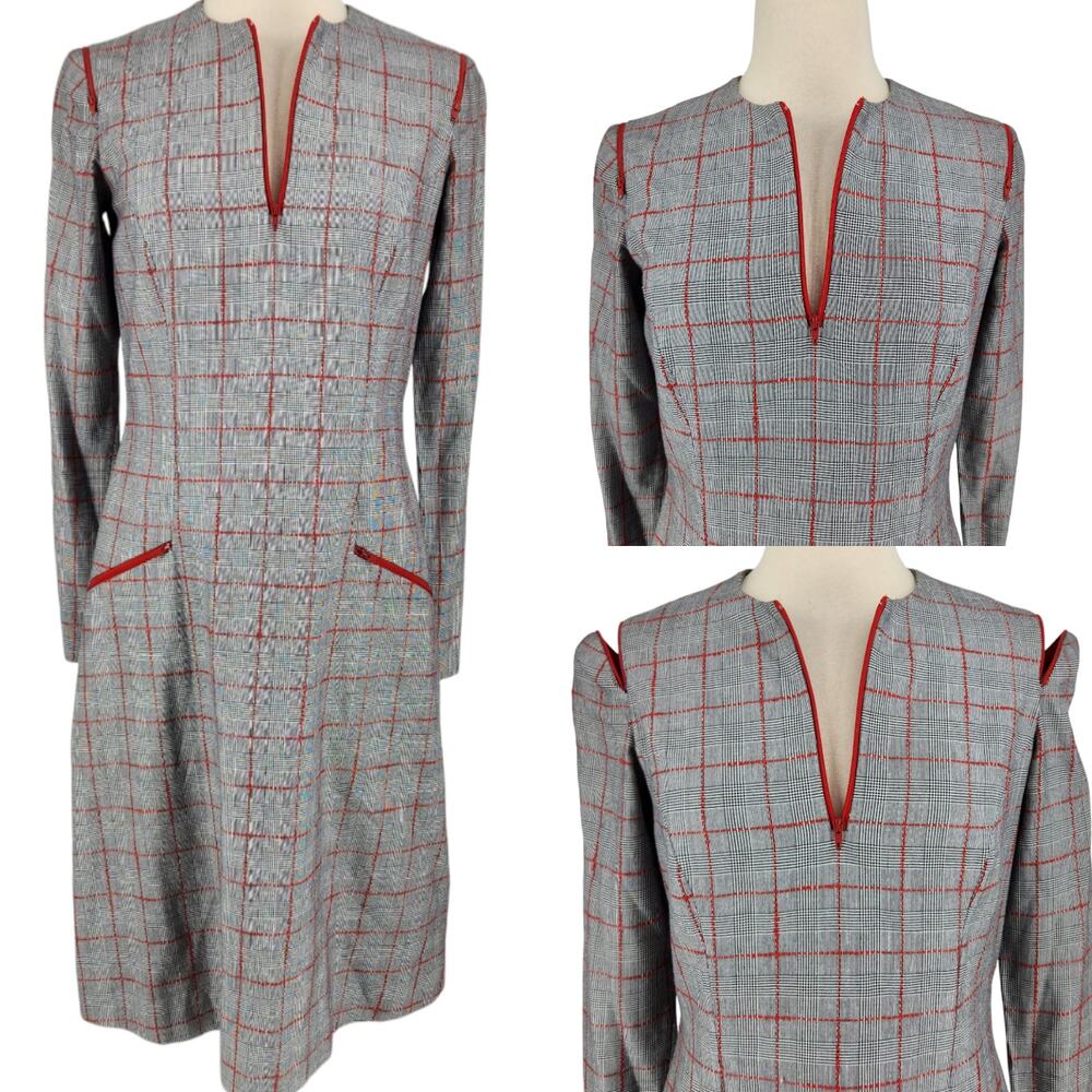 Vintage Fiandaca Plaid Sheath Dress Size 4